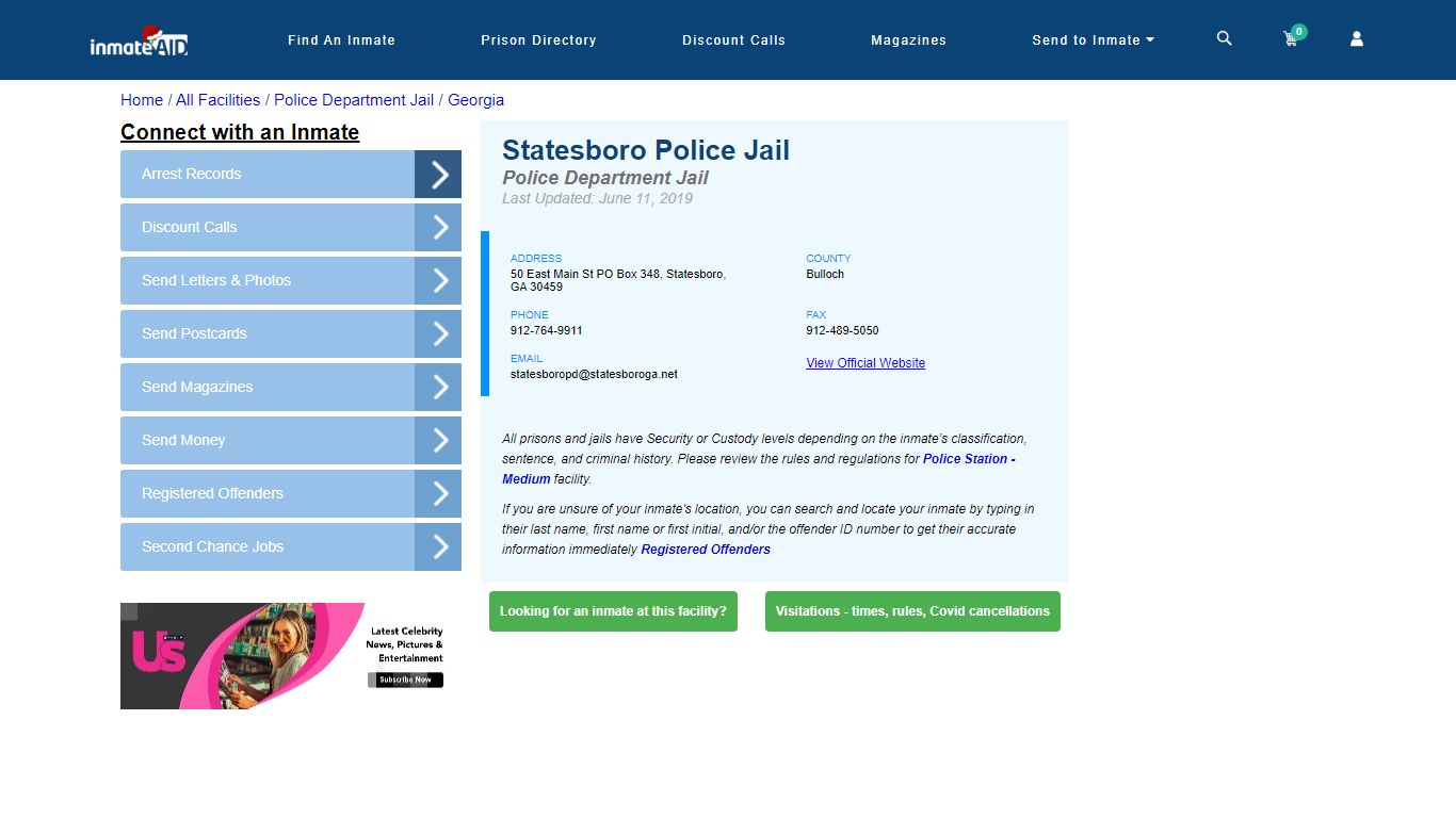 Statesboro Police Jail & Inmate Search - Statesboro, GA